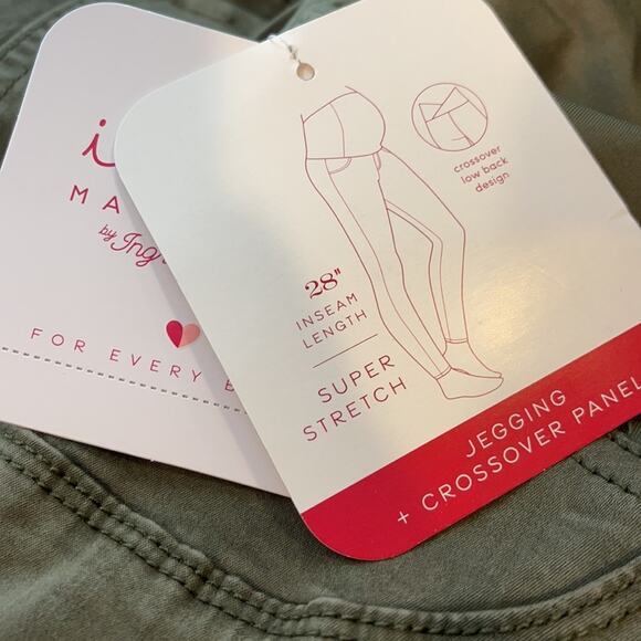 Ingrid & Isabel Maternity Jegging Pants Olive Green Crossover Panel Size 16 - Picture 7 of 9